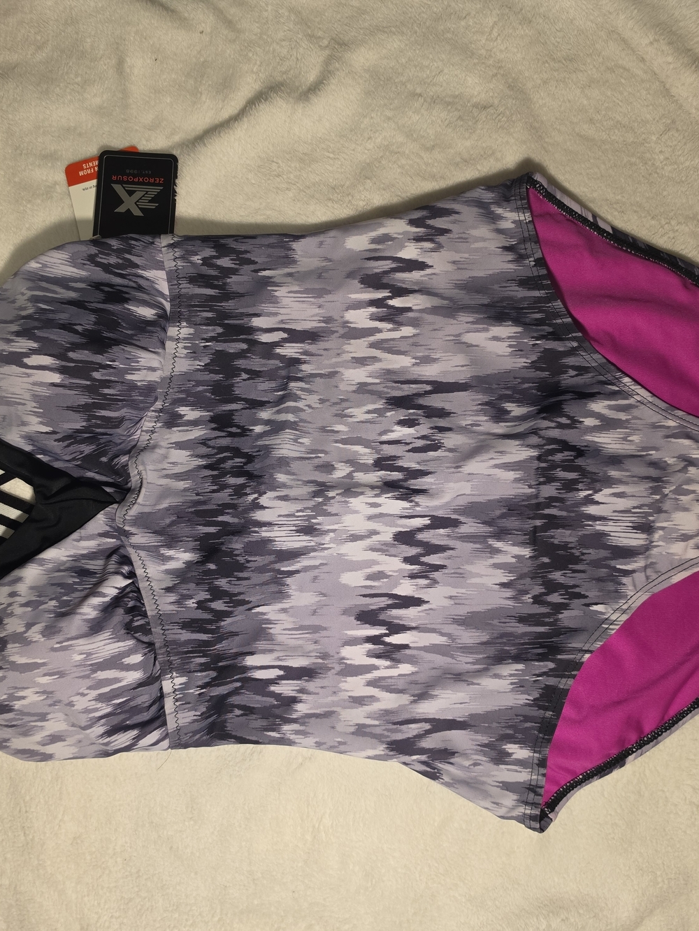 ZeroXposur Grey/white/black Zigzag Patterned One-Piece Swimsuit